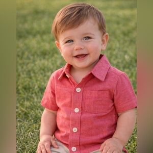 Mick Mack Kids' Short-Sleeve Red Button-Down Shirt 12M